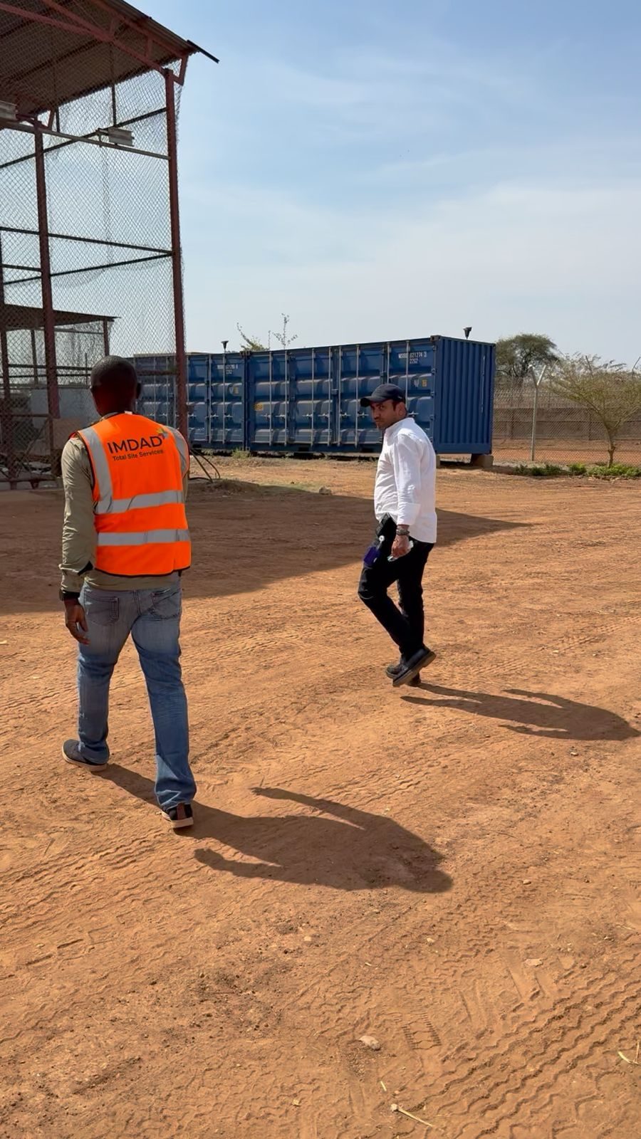Ibrahim AlSafadi in the field with IMDAD employees in Abyei