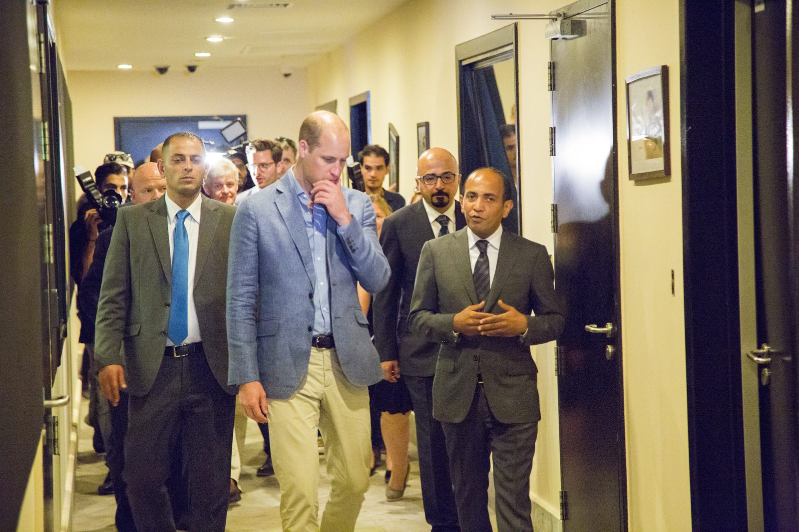 HRH Prince William and Ibrahim AlSafadi at Luminus Technical University College, Amman, 25 June 2018